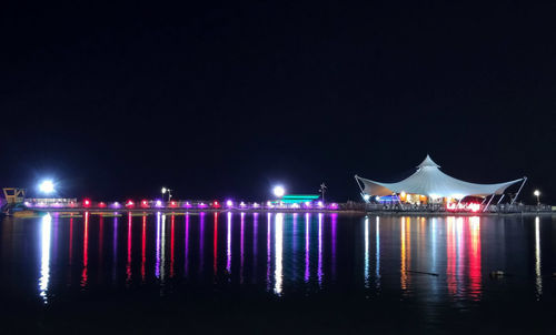 View of illuminated city at night