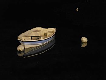 High angle view of cake on table against black background