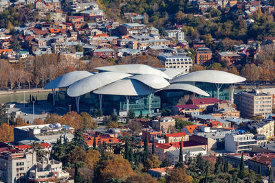 High angle view of townscape against buildings