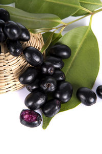 Close-up of grapes in basket