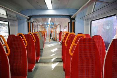 Interior of empty seats in train