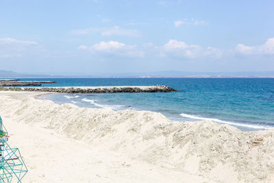 Scenic view of beach against sky