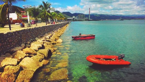 Boats in harbor