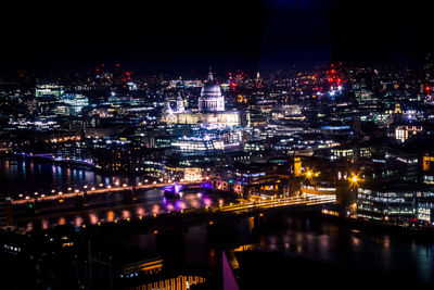 Illuminated city at night