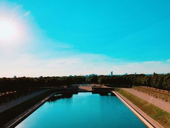 View of swimming pool against blue sky