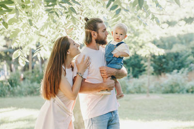 Cheerful family at park