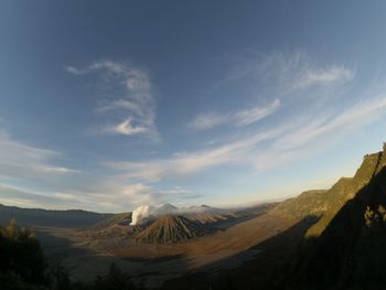 Panoramic view of snowcapped mountains against sky