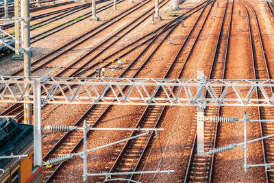 High angle view of train on railroad track