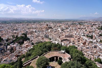 High angle view of townscape against sky
