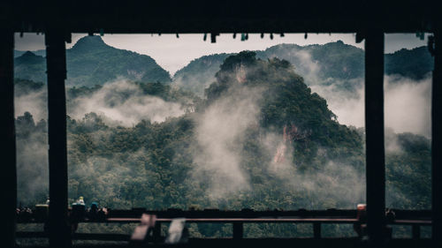 Panoramic shot of silhouette mountain against sky