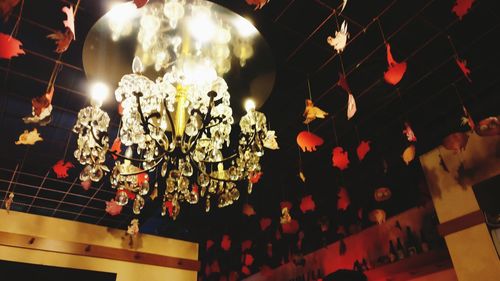 Low angle view of illuminated christmas decoration