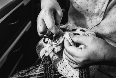 Close-up of hands working