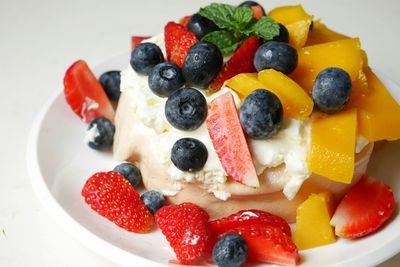 Close-up of strawberry served in plate