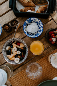 High angle view of food on table