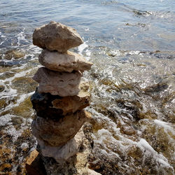 Stack of stones on beach