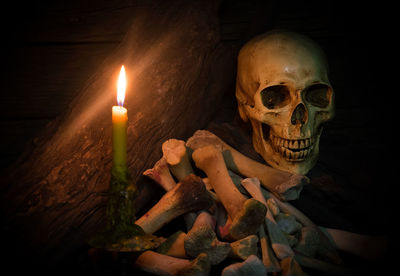 Close-up of burning candle