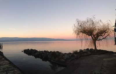 Scenic view of sea at sunset