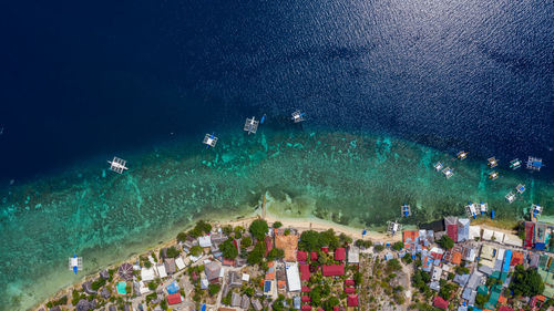 High angle view of people at beach