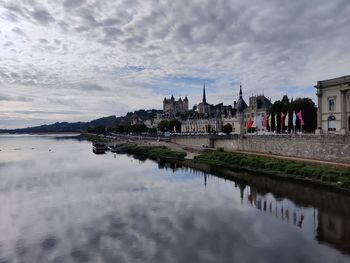 Reflection of buildings on river