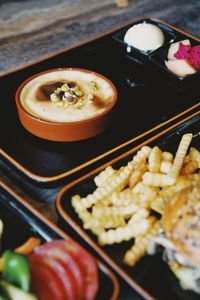 High angle view of sushi in plate