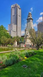 View of park with buildings in background