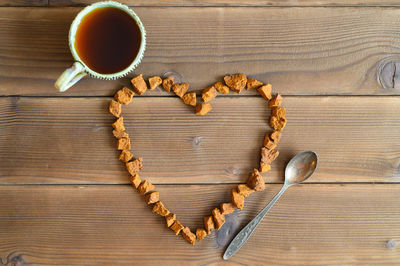 Directly above shot of coffee cup on table