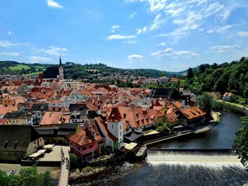High angle view of townscape against sky