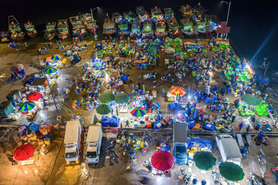 High angle view of toys for sale in market