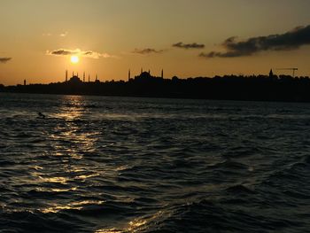 Scenic view of sea against sky during sunset