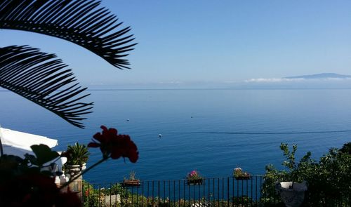 Scenic view of sea against blue sky