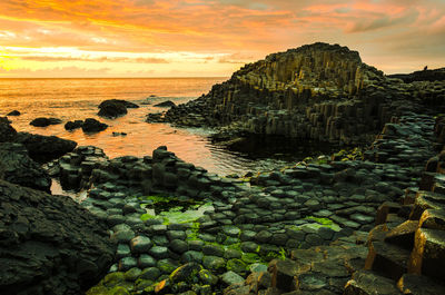 Scenic view of sea at sunset