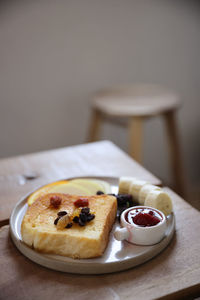 Close-up of food on table