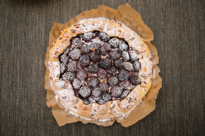 High angle view of cake on table