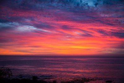 Scenic view of sea against dramatic sky