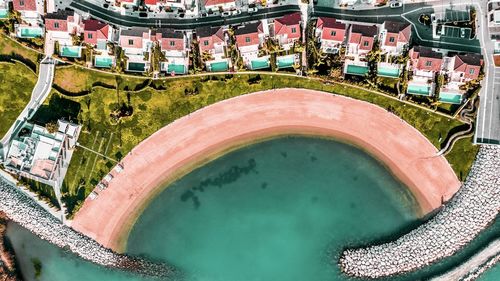 High angle view of amusement park