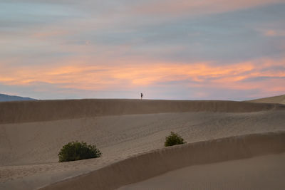 Scenic view of desert against sky during sunset