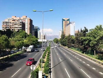 Cars on road in city