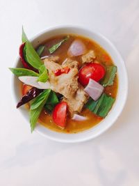 High angle view of salad in bowl