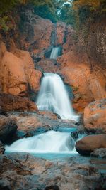 Scenic view of waterfall