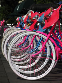 High angle view of bicycle parked on street