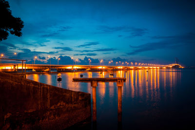 View of illuminated city at night