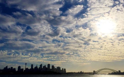 Silhouette buildings against sky during sunset
