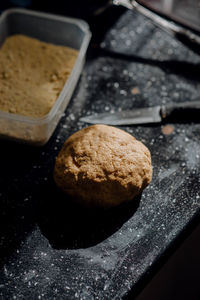 High angle view of cookies on table