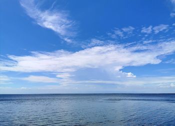 Scenic view of sea against blue sky