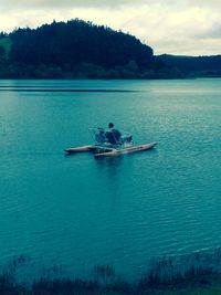 Scenic view of boat in sea
