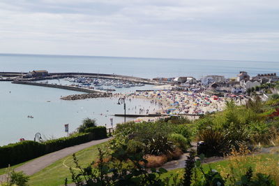 High angle view of beach against sky