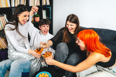 Portrait of happy family at home