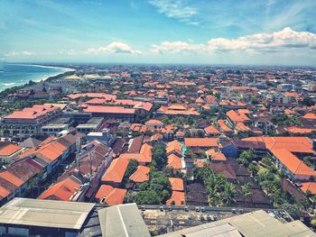 High angle view of townscape against sky