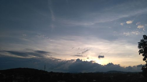 Scenic shot of silhouette landscape against sky at sunset