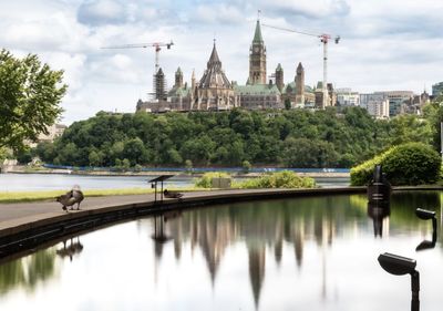 Reflection of buildings in water